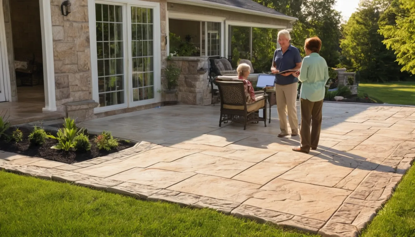 Stamped concrete patio behind a home in the California area