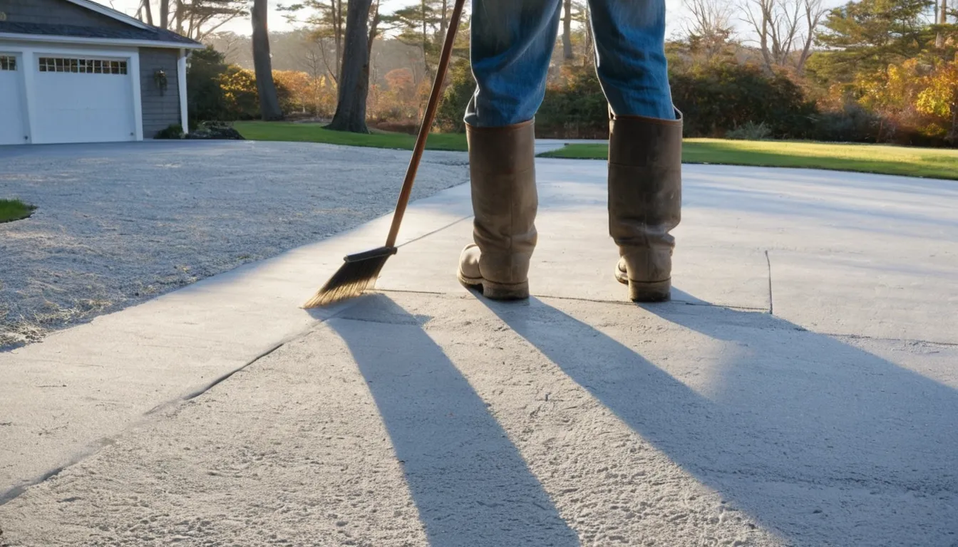 Freshly poured concrete driveway beside a home in California